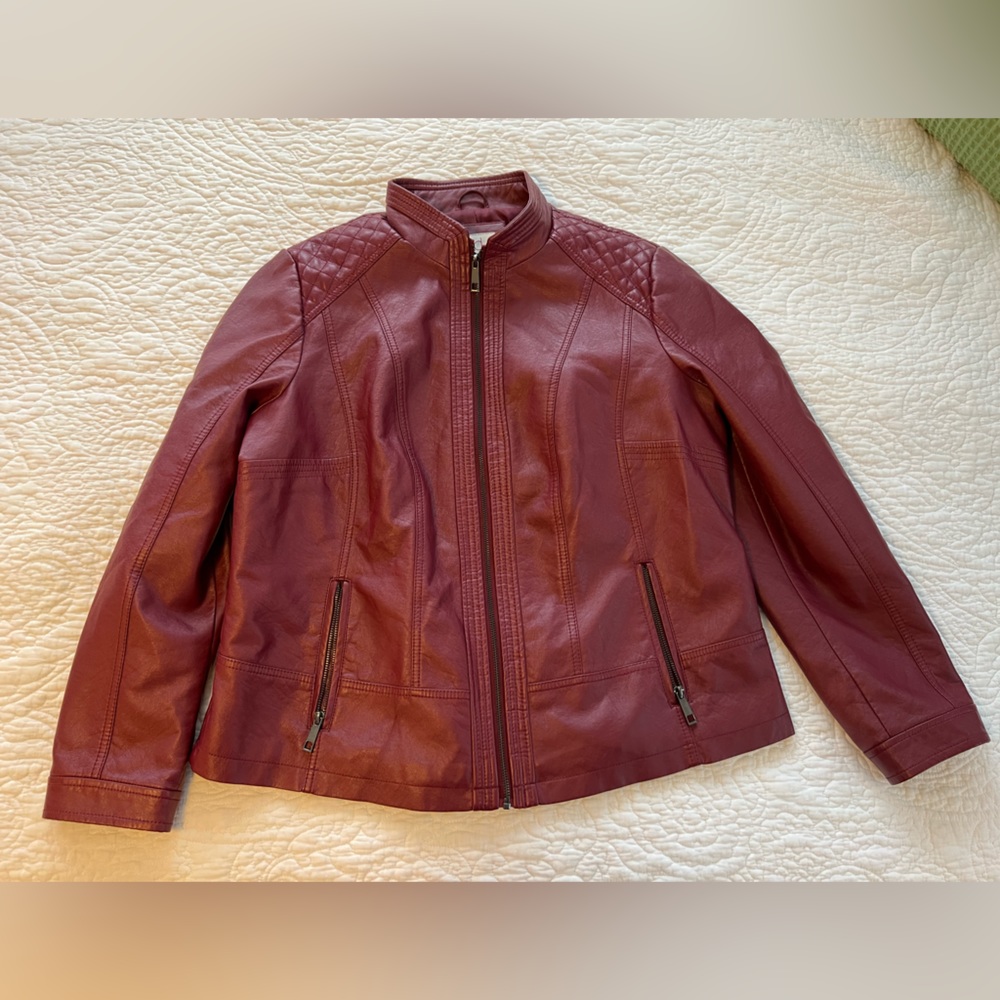 Red Faux Leather Jacket